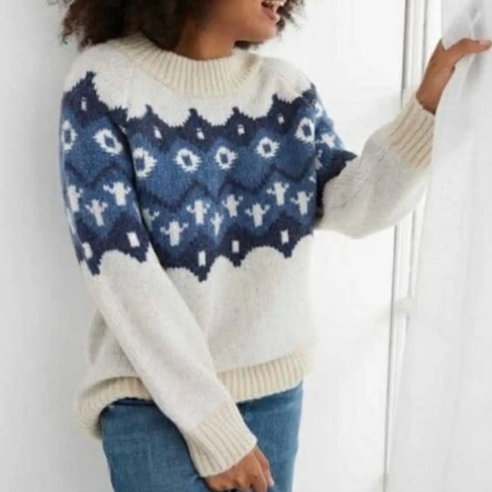Womens Size Small; Aerie Fair Isle Wool Sweater Nordic Style. NWT.